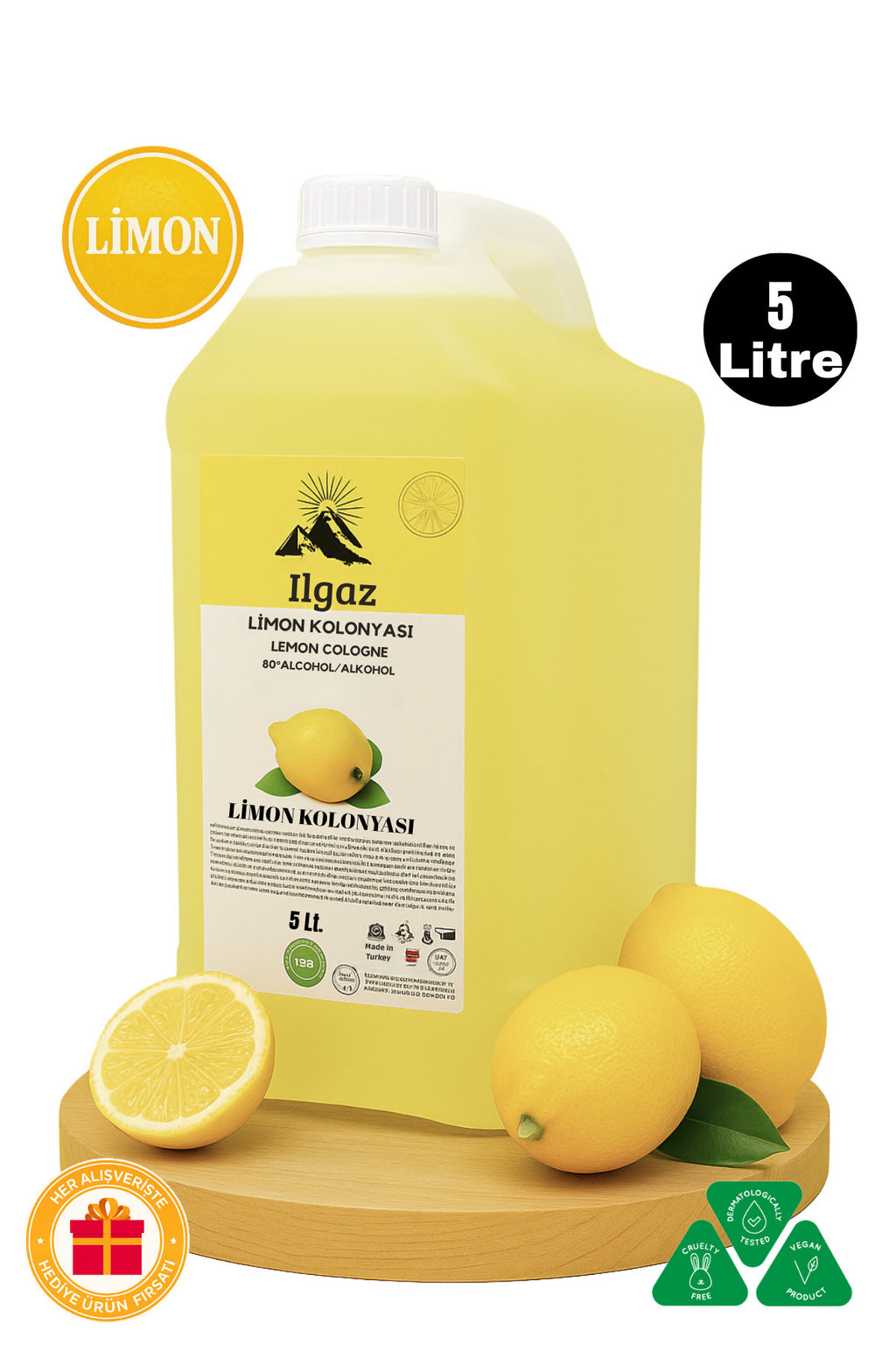 Limon Kolonyası 80 Derece 5 Litre | Ferahlatıcı Ve Geleneksel Kolonya