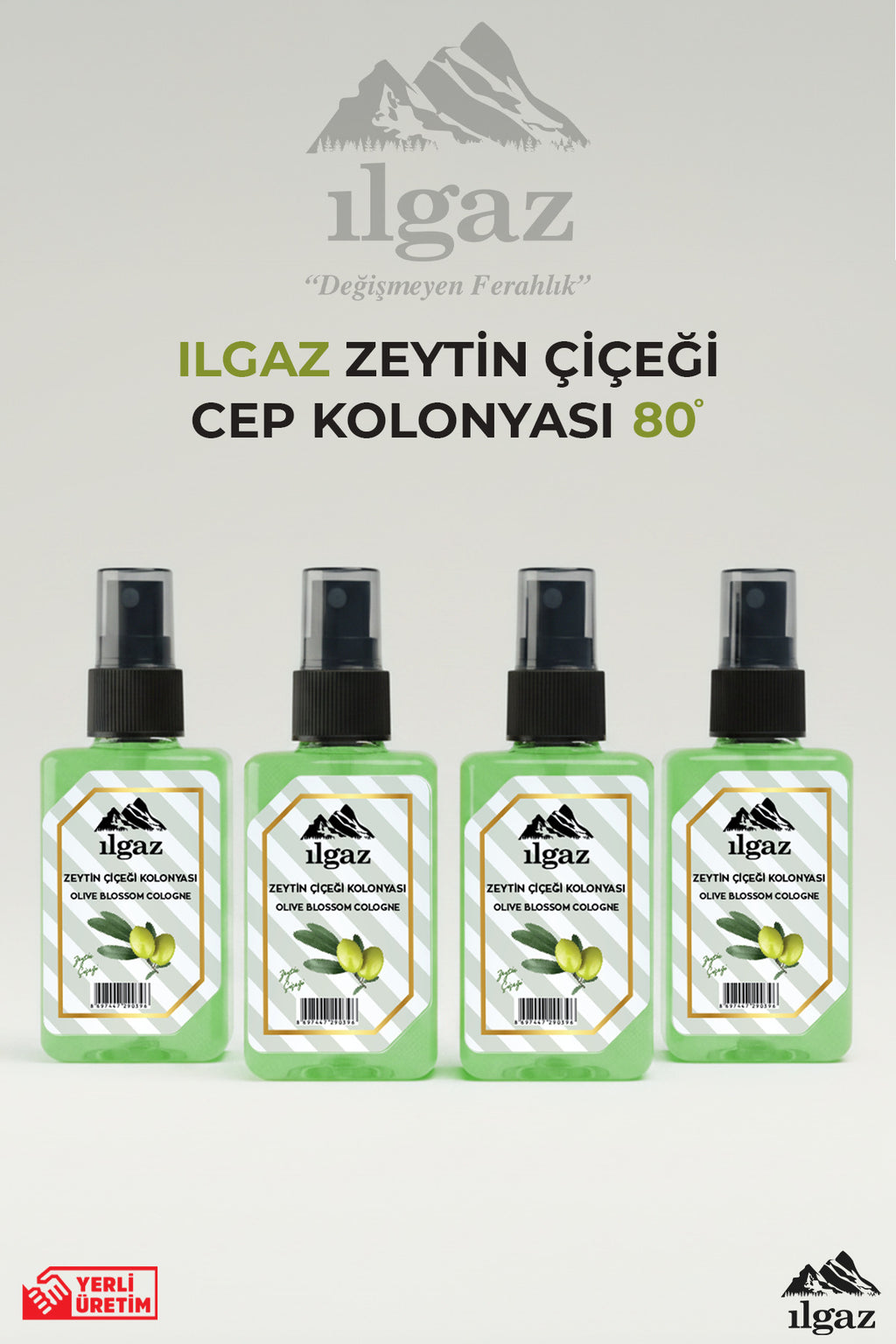 Zeytin Çiçeği Sprey Kolonya Cep Boy Elegance Series 4'lü Eko Paket - 4x50 ml