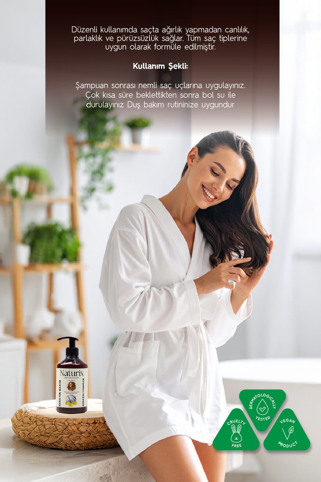 Keratin Bakım Tuzsuz Saç Kremi 500 ml - 3'lü Eko Paket Yıpranmış Saçlar Için