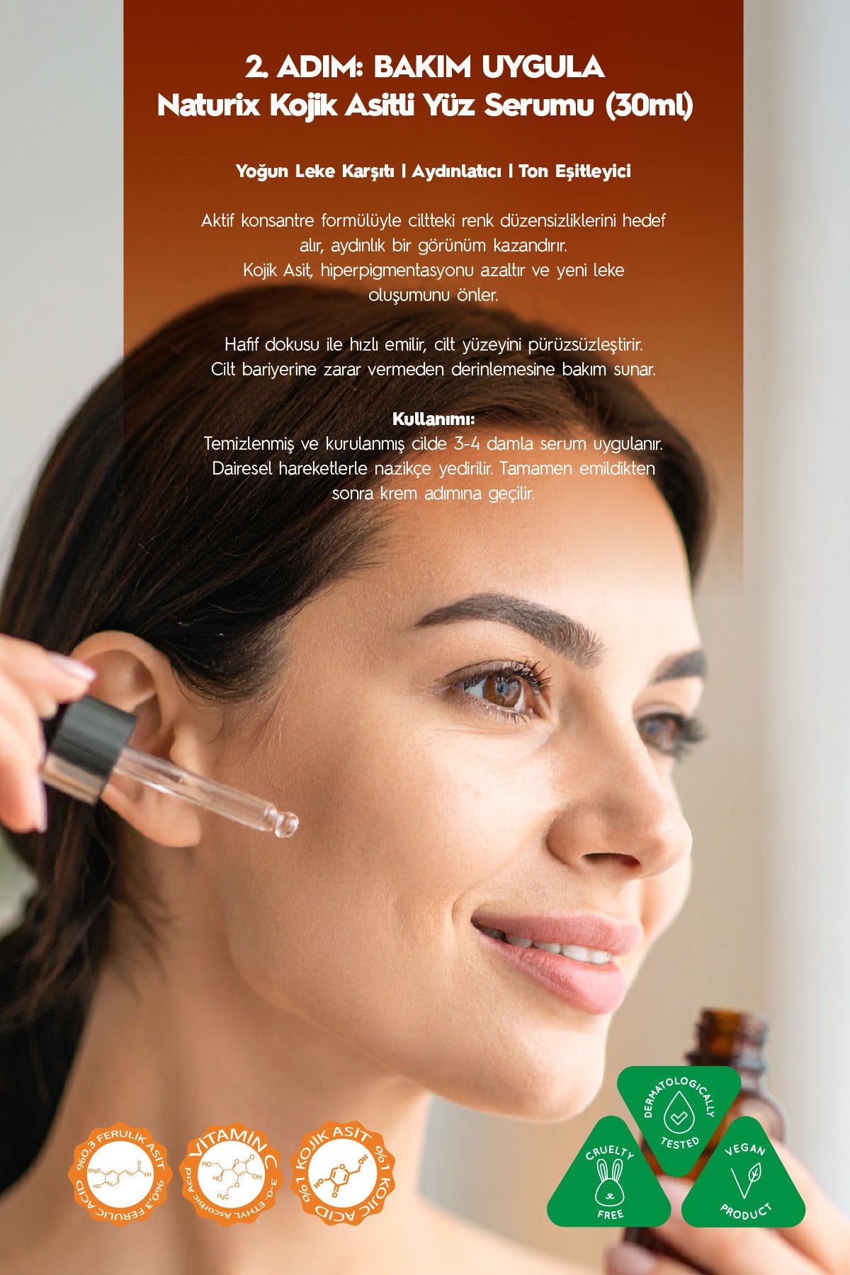 Kojik Asitli 3'lü Leke Karşıtı Bakım Seti | Yüz Temizleme Jeli 250 ml + Serum 30 ml + Krem 50 ml