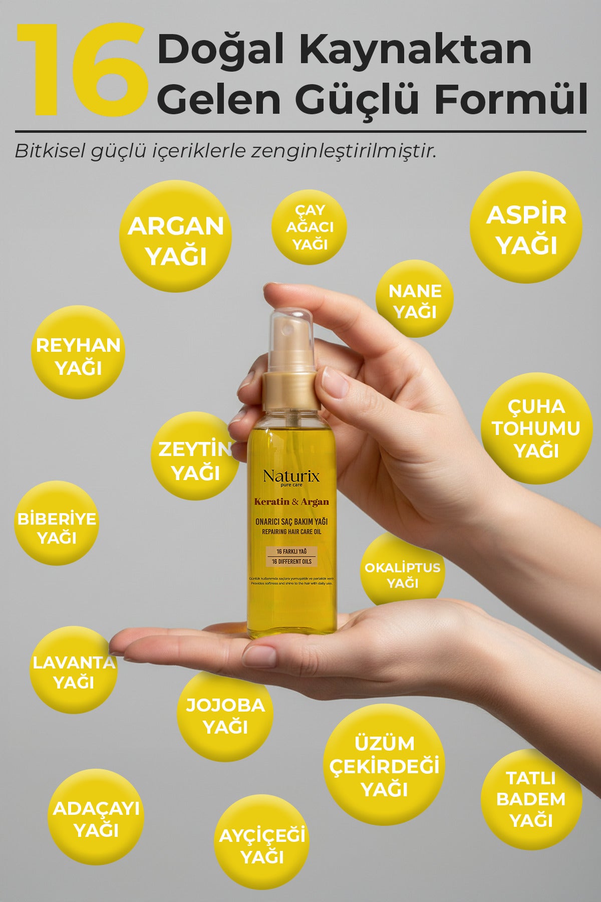 Keratin ve Argan Yağlı Onarıcı Saç Bakım Yağı 100 ml