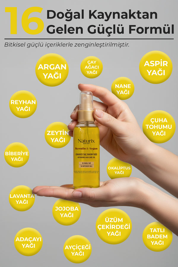 Keratin ve Argan Yağlı Onarıcı Saç Bakım Yağı 100 ml