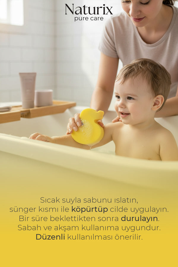 Pudra Kokulu Ördek Görünümlü Süngerli Çocuk Sabunu 130 gr
