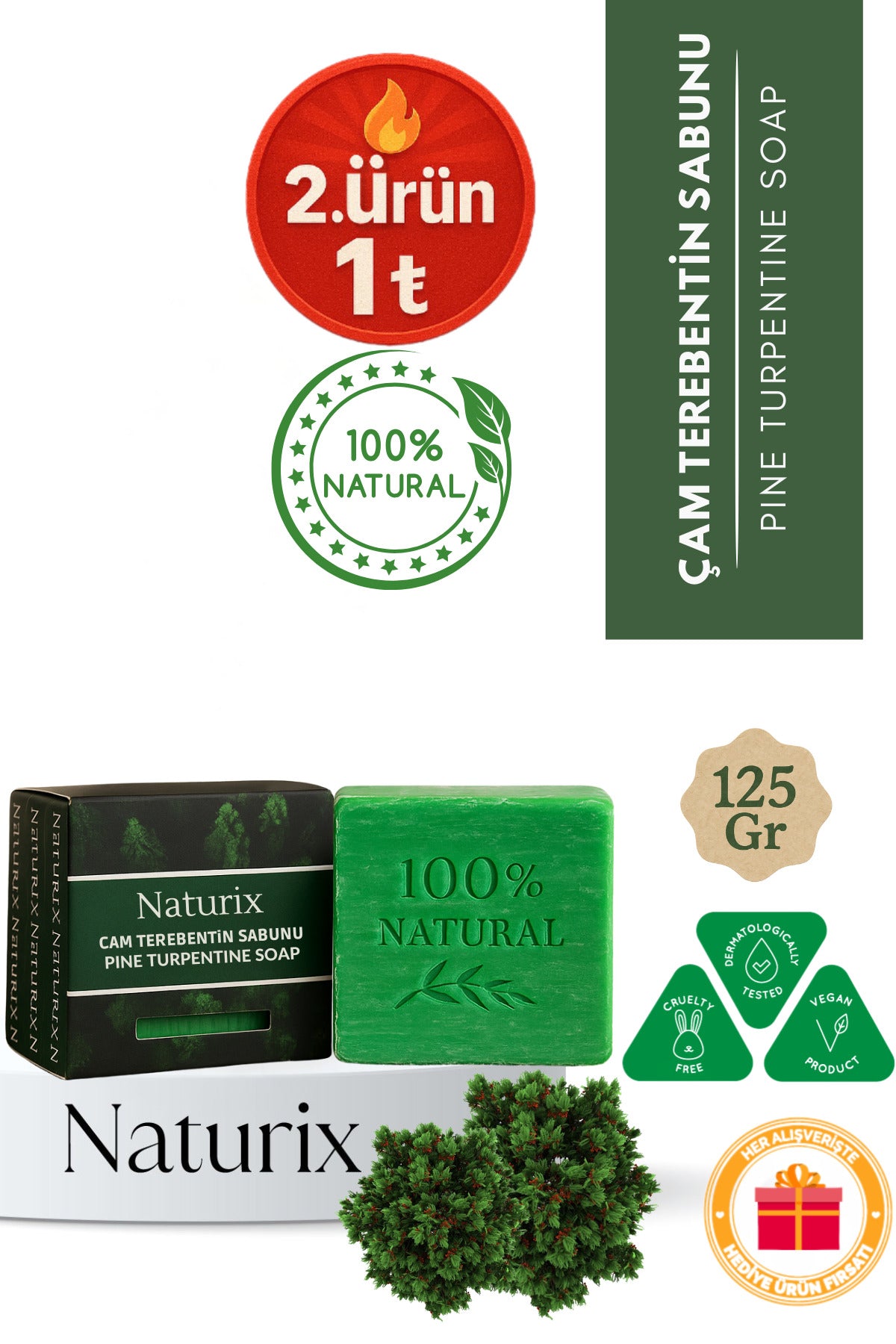 Çam Terebentin Sabunu 125 gr | Arındırıcı ve Ferahlatıcı Cilt Temizliği
