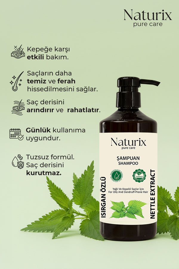 Kepeğe Karşı Tuzsuz Isırgan Otu Şampuanı Paraben Ve Fosfat Içermeyen Saç Bakımı - 600 ml