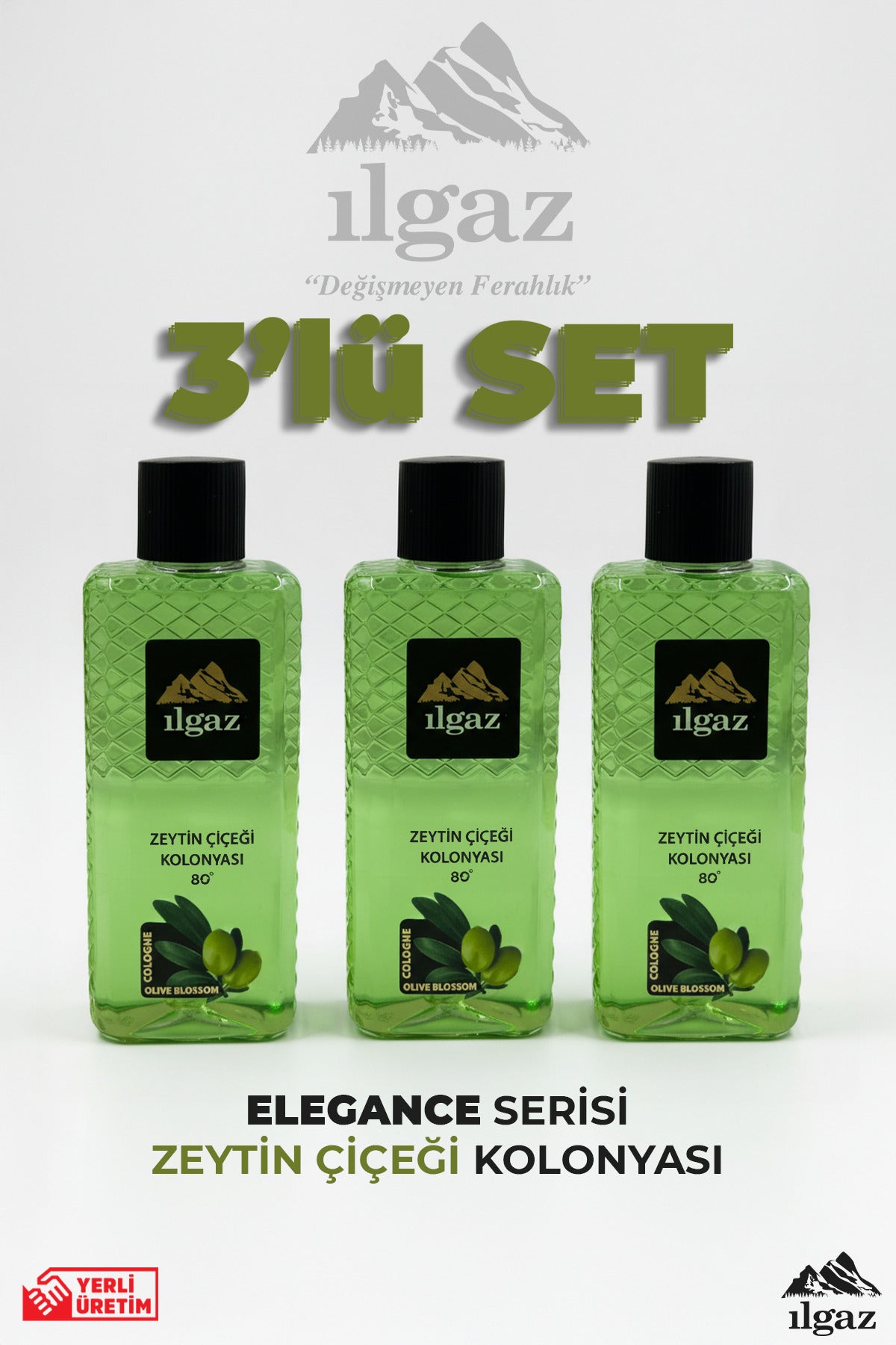 Zeytin Çiçeği Kolonyası 3'lü Set 80 Derece 400 ml | Elegance Series