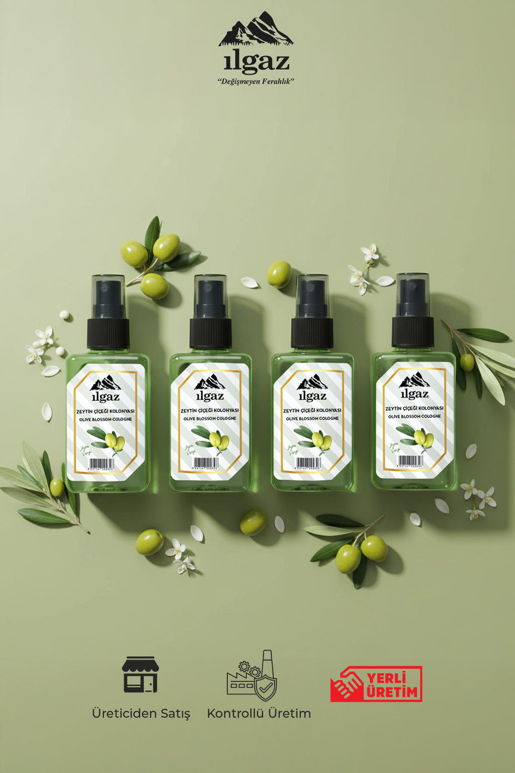 Zeytin Çiçeği Sprey Kolonya Cep Boy Elegance Series 4'lü Eko Paket - 4x50 ml