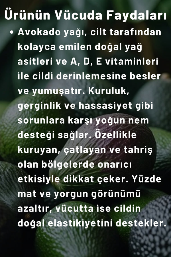 Avokado Özlü El, Yüz Ve Vücut Bakım Kremi 250 ml | Vitaminli Yağlar Serisi - Yoğun Nem Terapisi