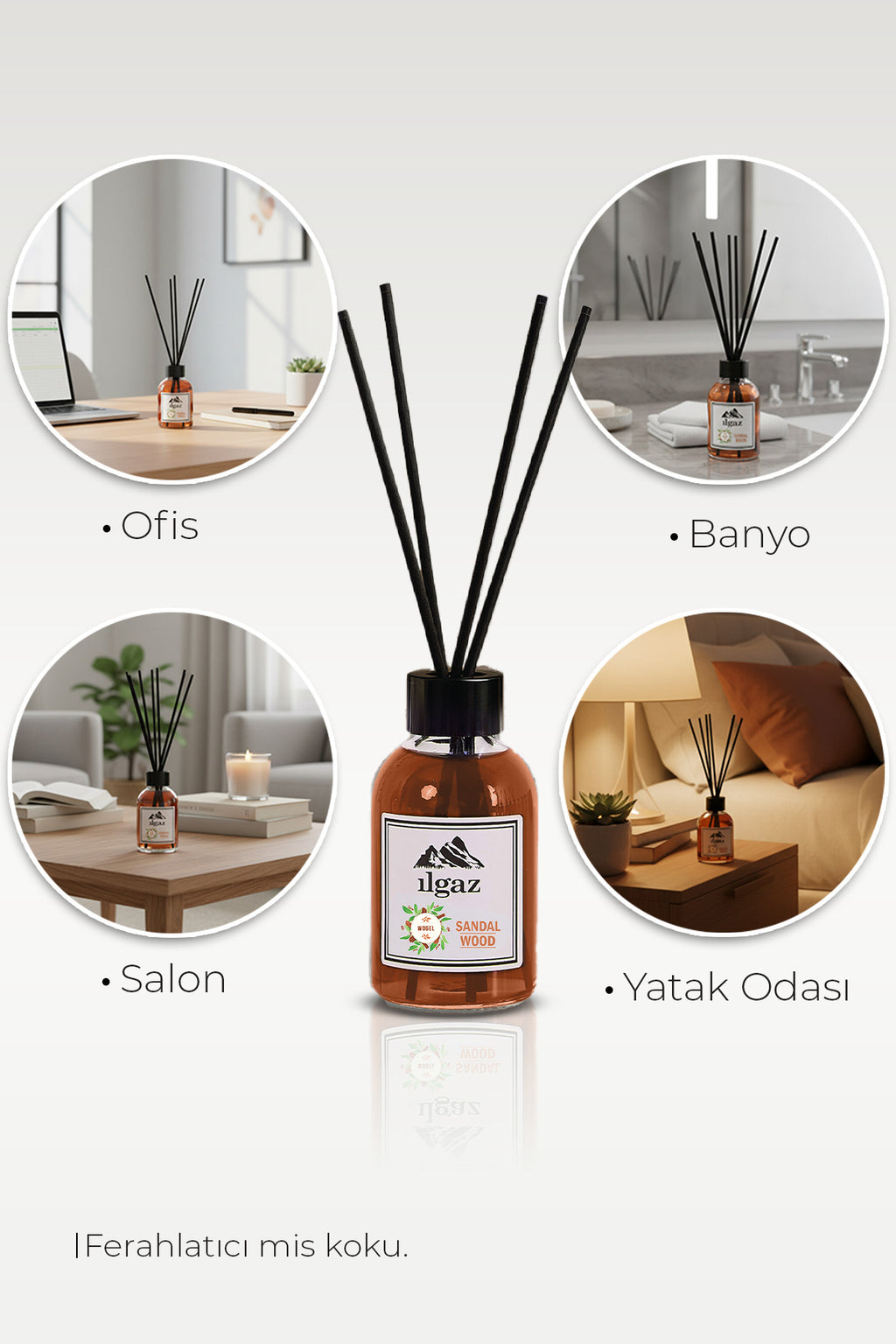 Sandal Ağacı Bambu Çubuklu Oda Kokusu 110 ml | Red Diffuser Sandal Wood Ortam Kokusu
