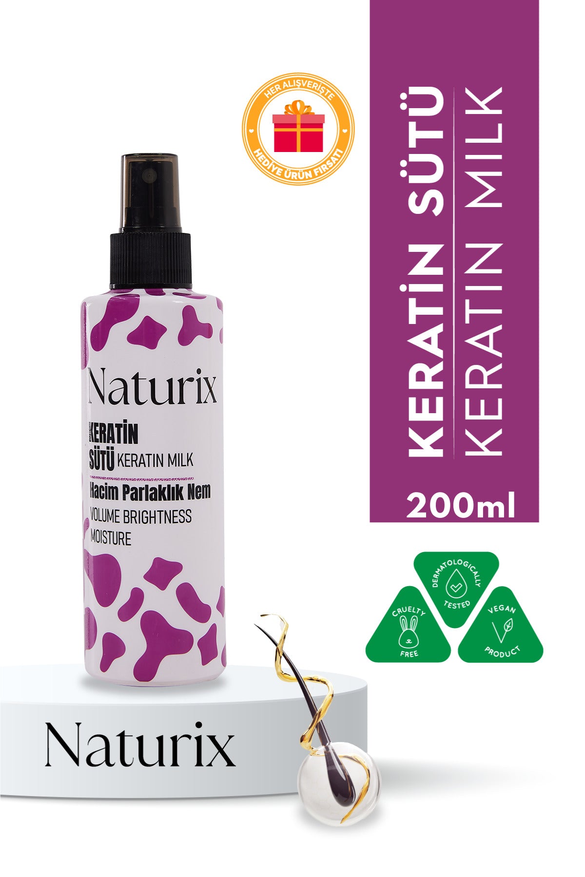 Keratin Sütü | Hacim, Parlaklık Ve Onarım Için Nemlendirici Ve Güçlendirici Saç Bakımı - 200 ml