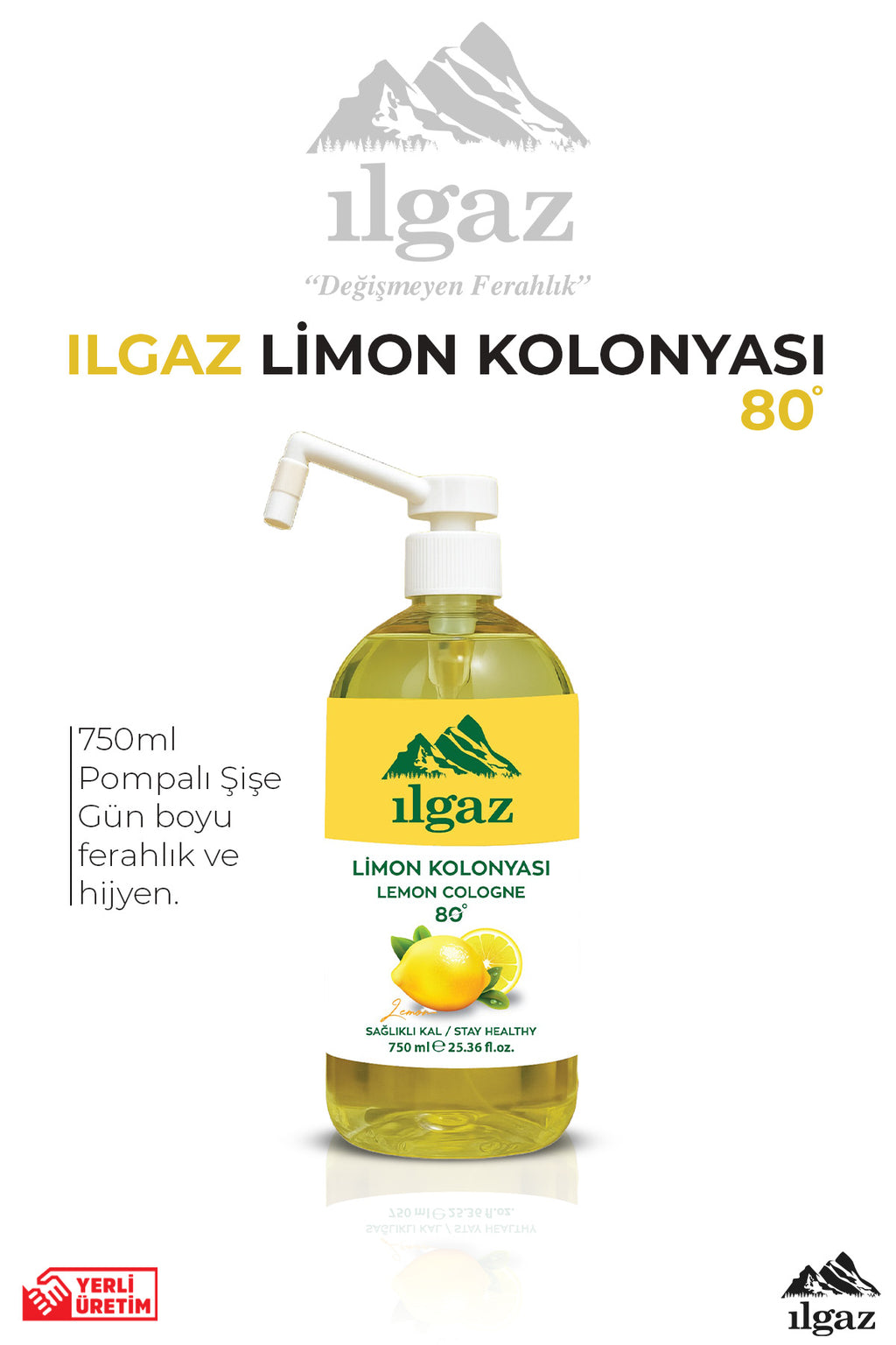 Pompalı Limon Kolonyası 80 Derece - 750 ml | Eko Boy Ferahlatıcı Etki