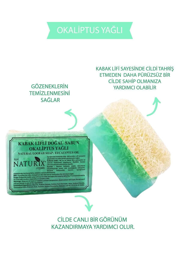 Kabak Lifli Okaliptus Yağlı Sabun 130 gr | Nemlendirici, Peeling Etkili Ve Arındırıcı Sabun