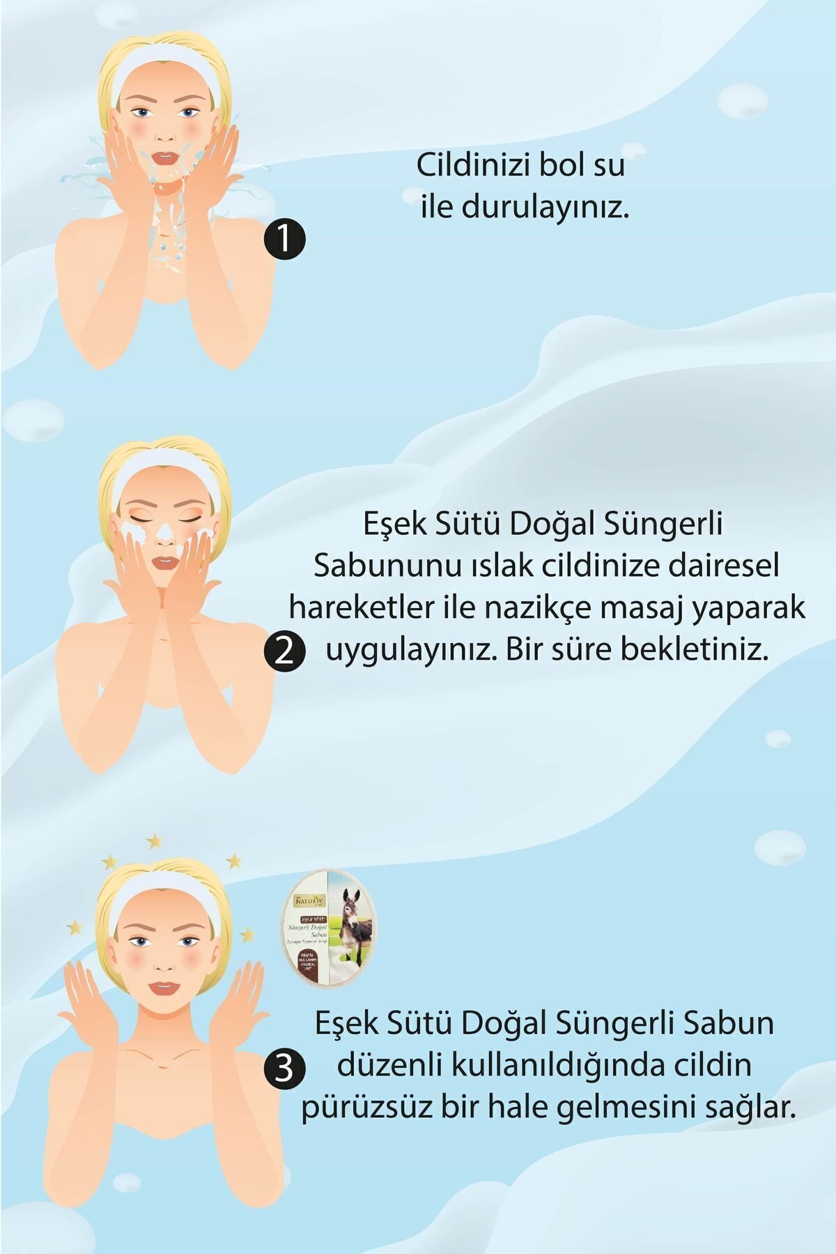 Eşek Sütü Süngerli Sabun 150 gr | Doğal Kurutucu Ve Cilt Pürüzsüzleştirici Sabun