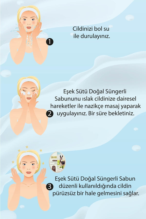 Eşek Sütü Süngerli Sabun 150 gr | Doğal Kurutucu Ve Cilt Pürüzsüzleştirici Sabun