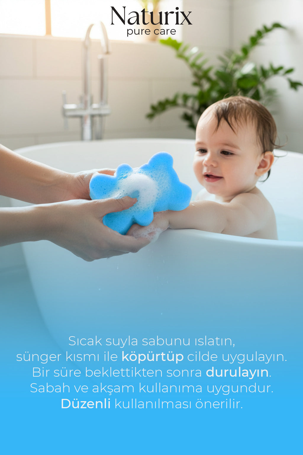 Ayıcık Şekilli Süngerli Okyanus Ferahlığı Çocuk Sabunu Hassas Ciltler İçin Yumuşak Bakım - 150 gr