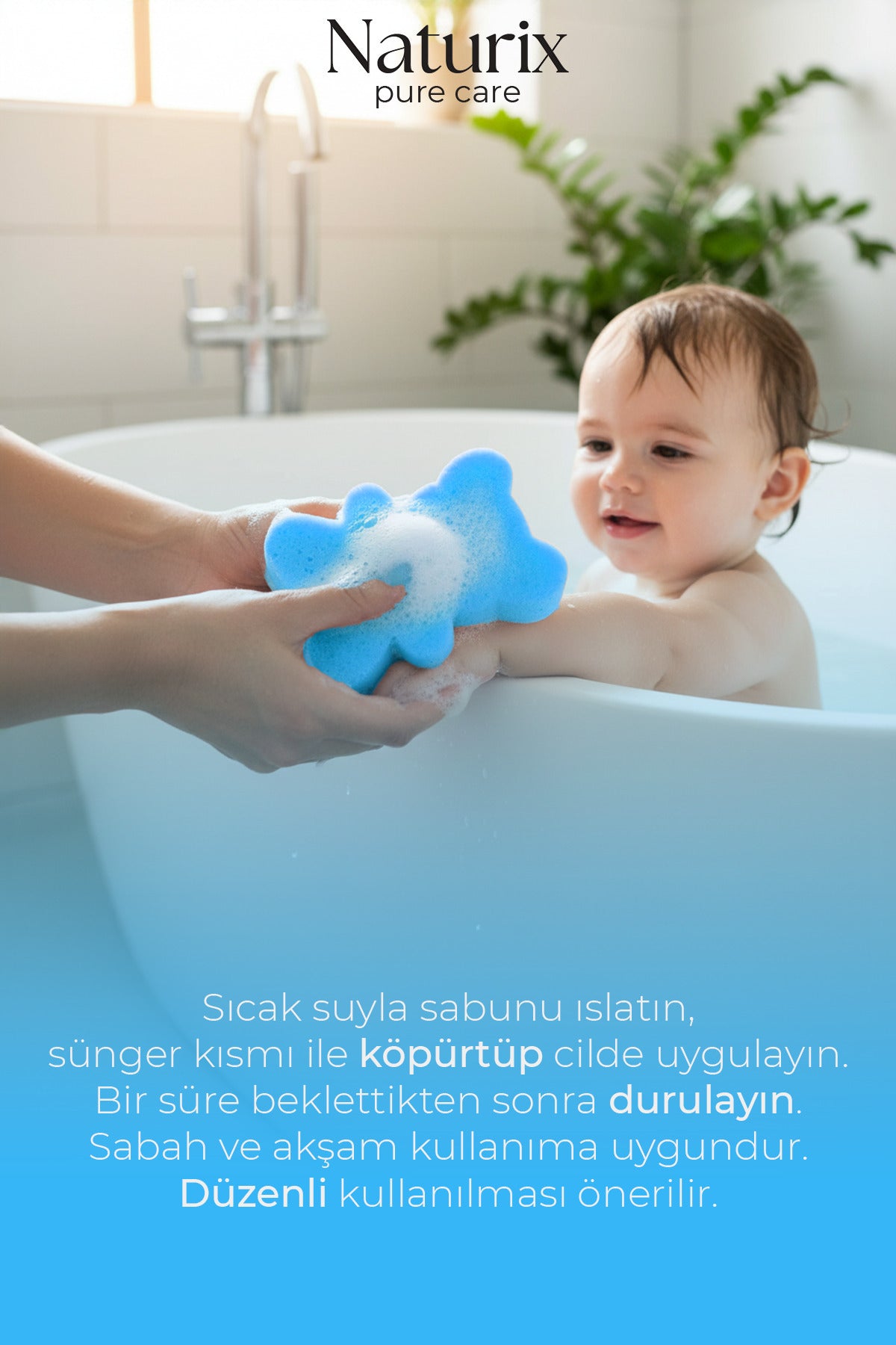 Ayıcık Şekilli Süngerli Okyanus Ferahlığı Çocuk Sabunu Hassas Ciltler İçin Yumuşak Bakım - 150 gr
