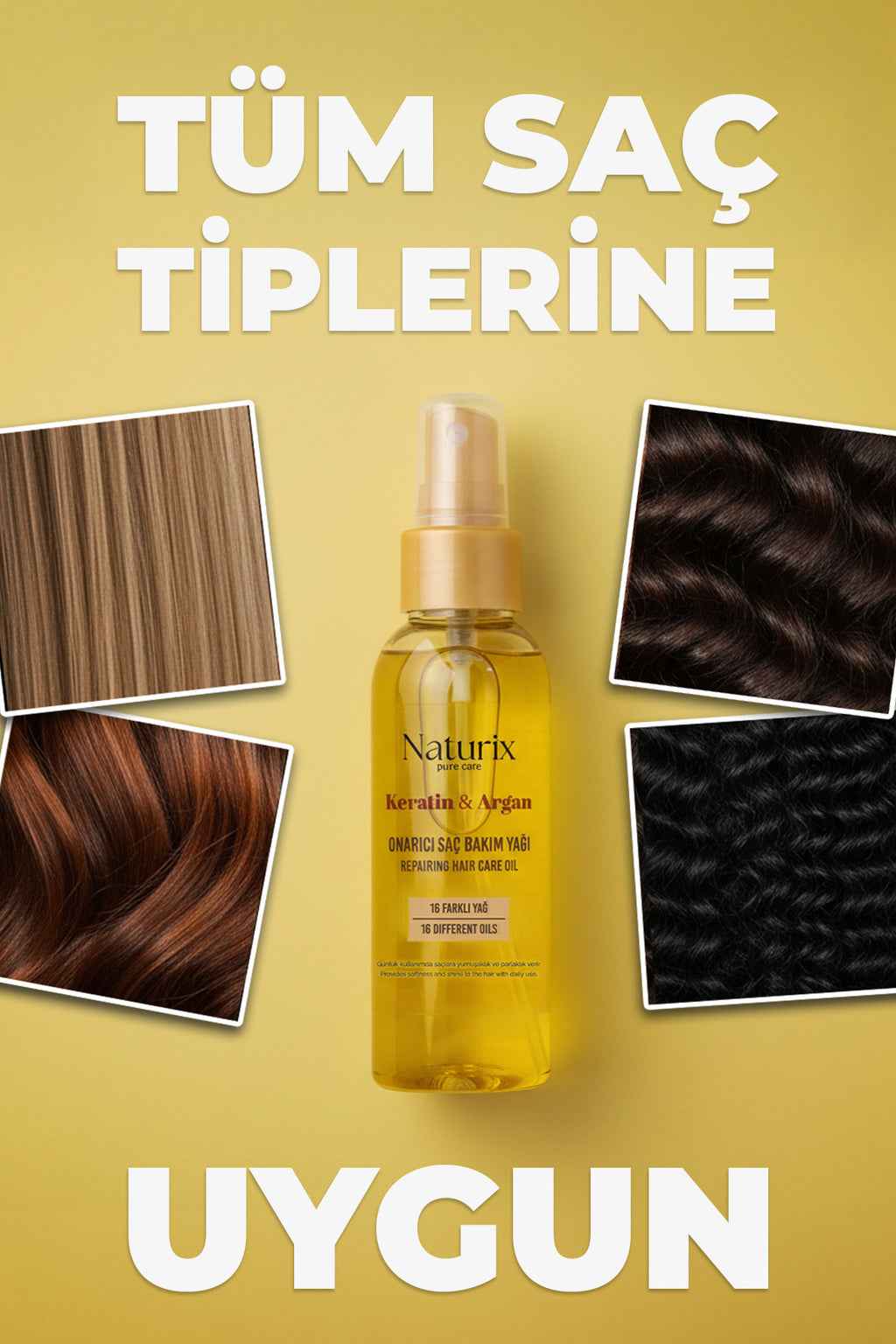 Keratin ve Argan Yağlı Onarıcı Saç Bakım Yağı 100 ml