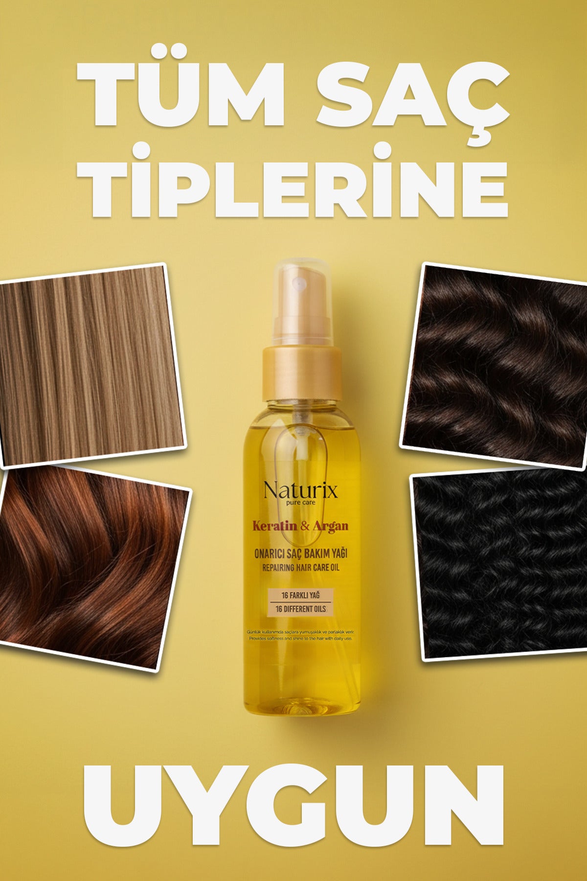 Keratin ve Argan Yağlı Onarıcı Saç Bakım Yağı 100 ml