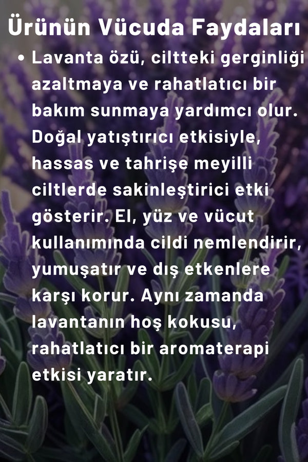 Lavanta Özlü Organik Nemlendirici Krem 250 ml – El, Yüz & Vücut Doğal Yatıştırıcı Bakım
