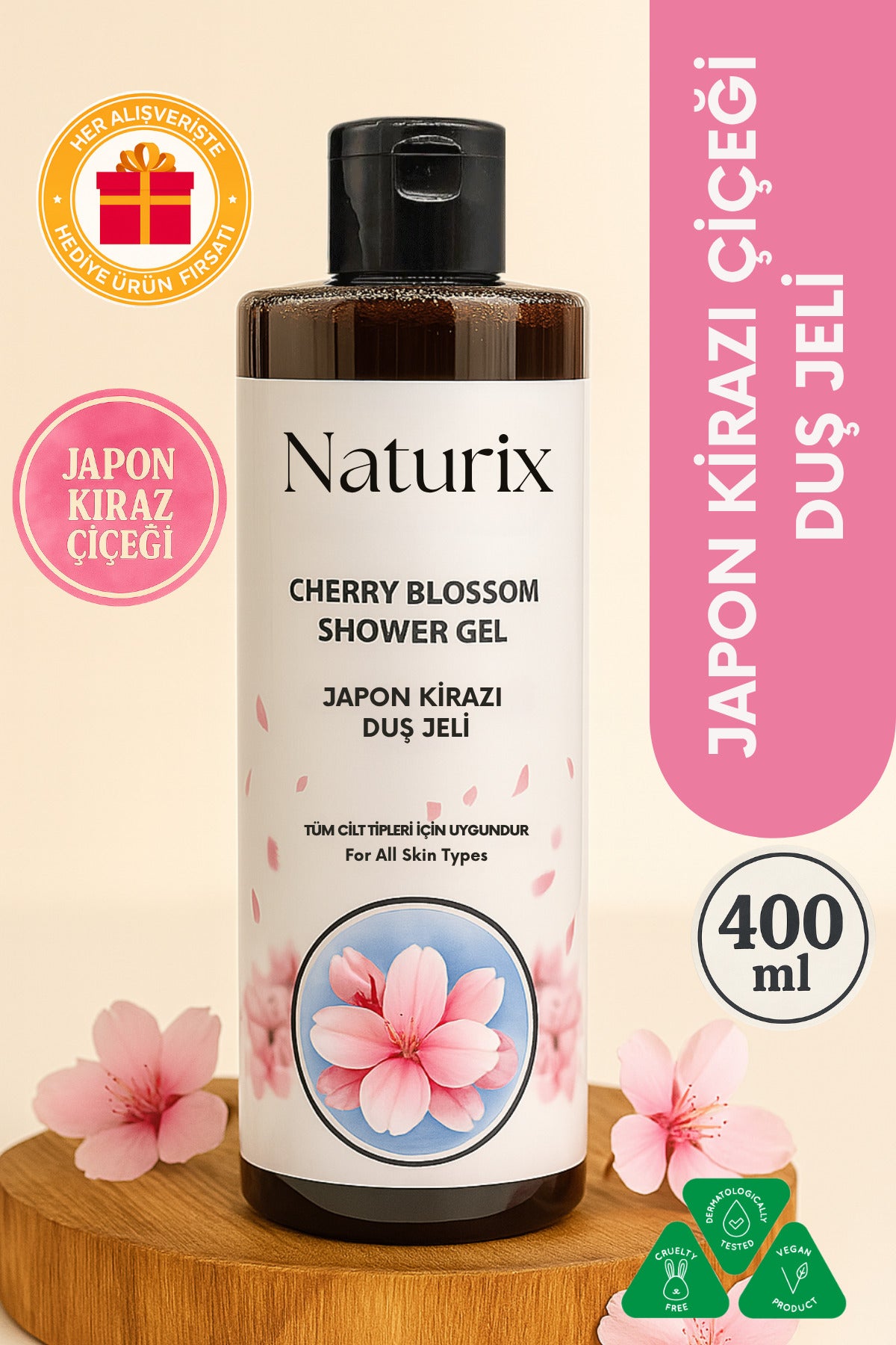 Japon Kirazı Çiçeği Duş Jeli - Doğal, Paraben Ve Fosfat Içermeyen Aromatik Bakım - 400 ml