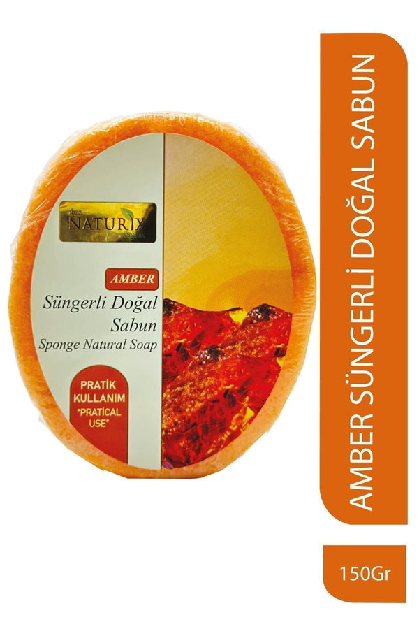 Amber Süngerli Sabun 150 gr | Doğal Amber Soap | Peeling Ve Ferahlatıcı Etki
