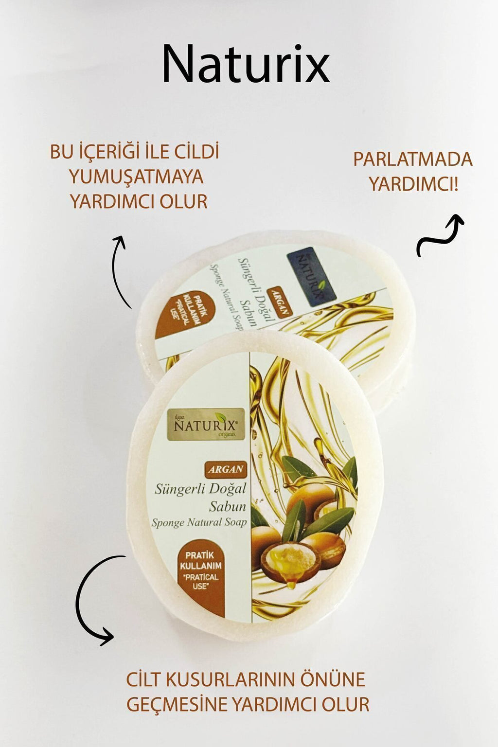 Argan Yağlı Süngerli Sabun 150 gr | Doğal Peeling Ve Nemlendirici Etki