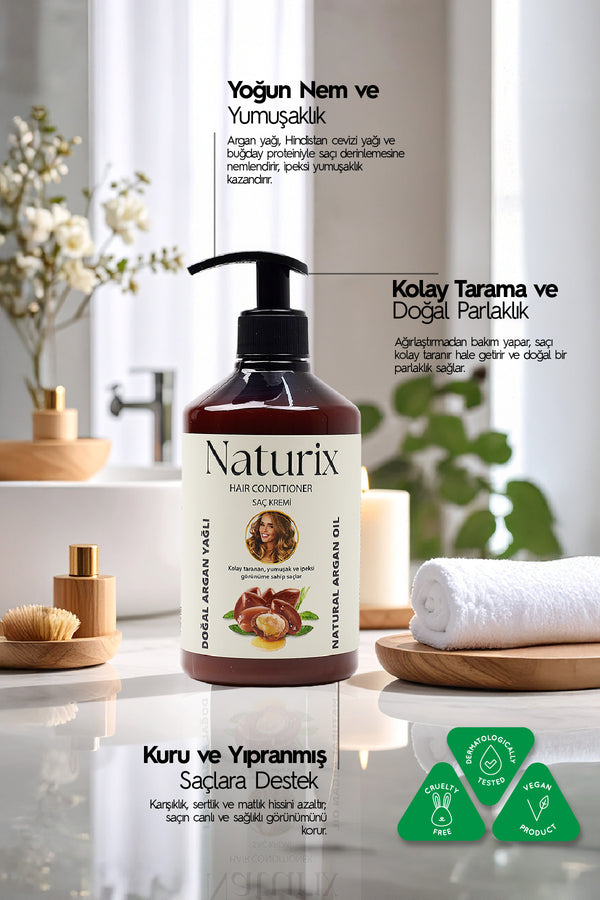 Argan Yağlı Saç Bakım Kremi 2'li Eko Set - 500 ml | Hızlı Saç Uzatma Etkili