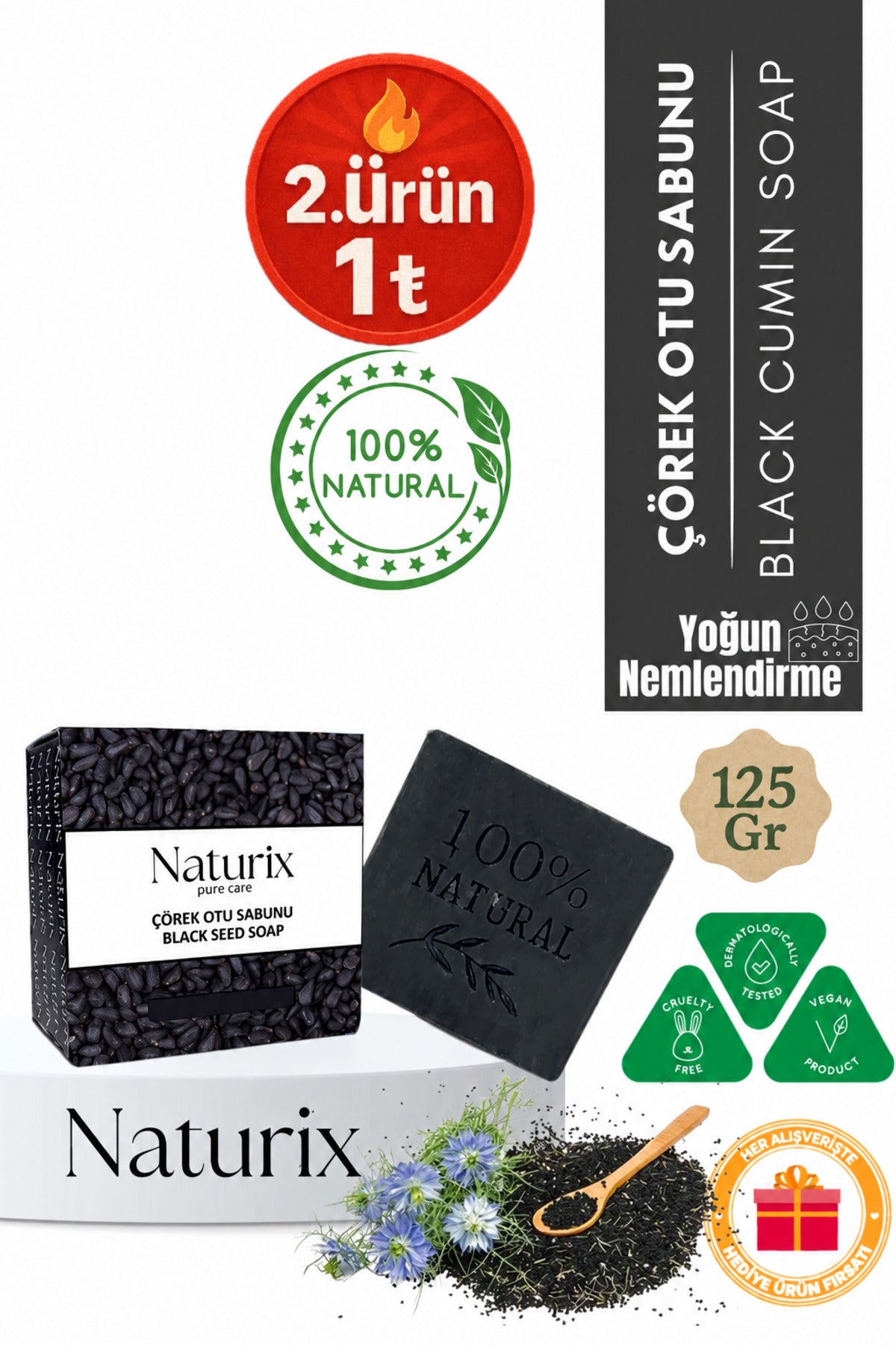 Çörek Otu Yağı Sabun 125 gr | Yoğun Nemlendirici Ve Ayak Koku Giderici
