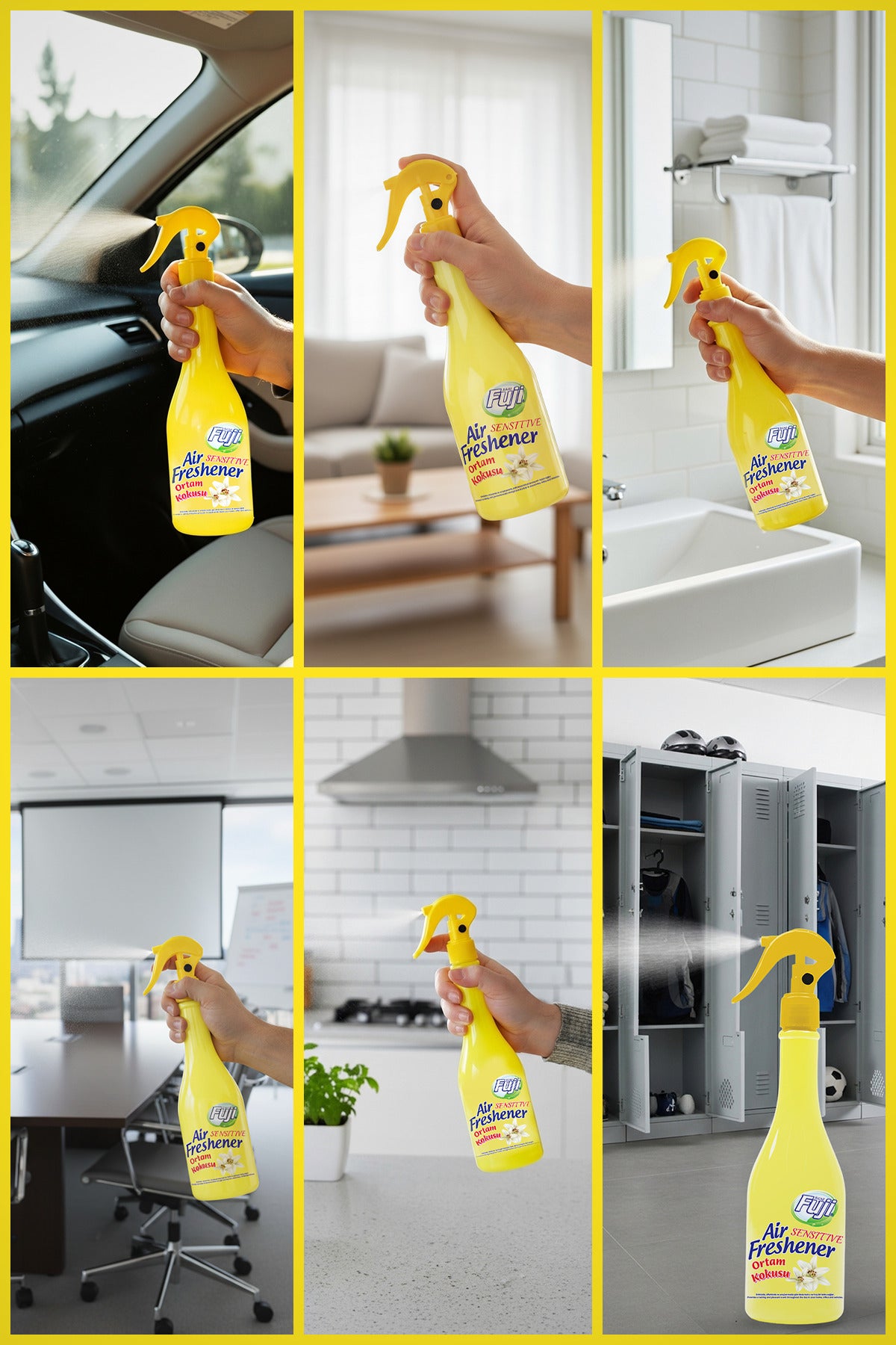 Sensitive Oda Spreyi 400 ml - 6'lı Eko Paket | Air Freshener Neon Beyaz Zambak Oda Kokusu