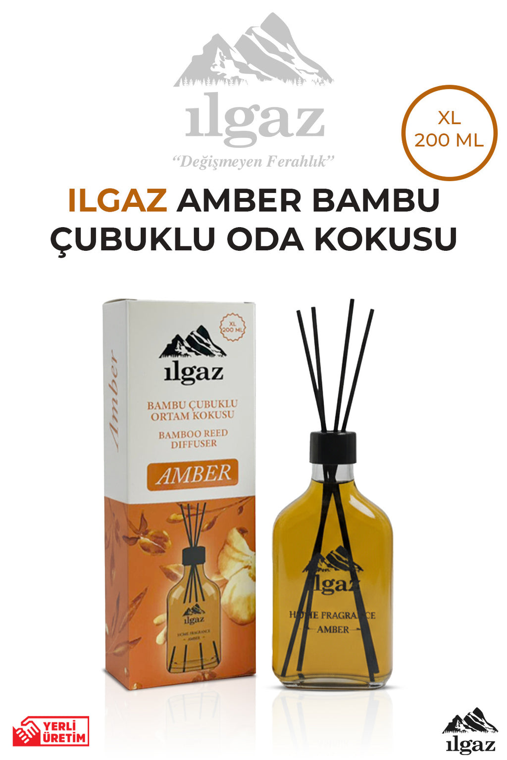 Amber Bambu Çubuklu Oda Kokusu 200 ML | XL Red Diffuser