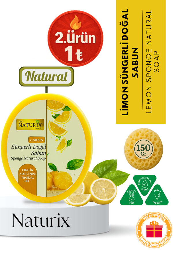 Limon Süngerli Sabun 150 gr | Doğal Limon Soap | Peeling Etkili Cilt Arındırıcı