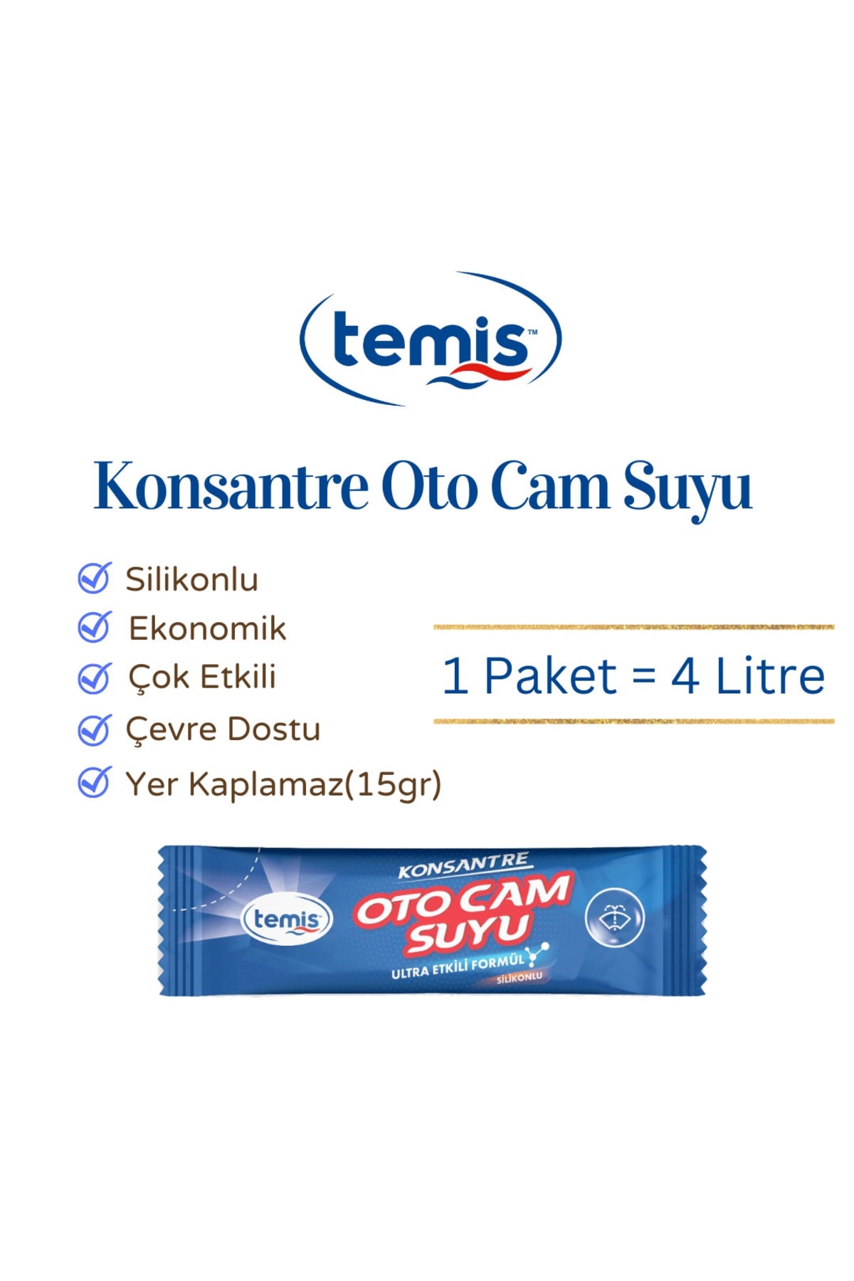 Konsantre Oto Cam Suyu 1 Ad = 4 Lt Yeni Nesil Ultra Etkili Silikonlu Formül Ile Güçlü Temizlik