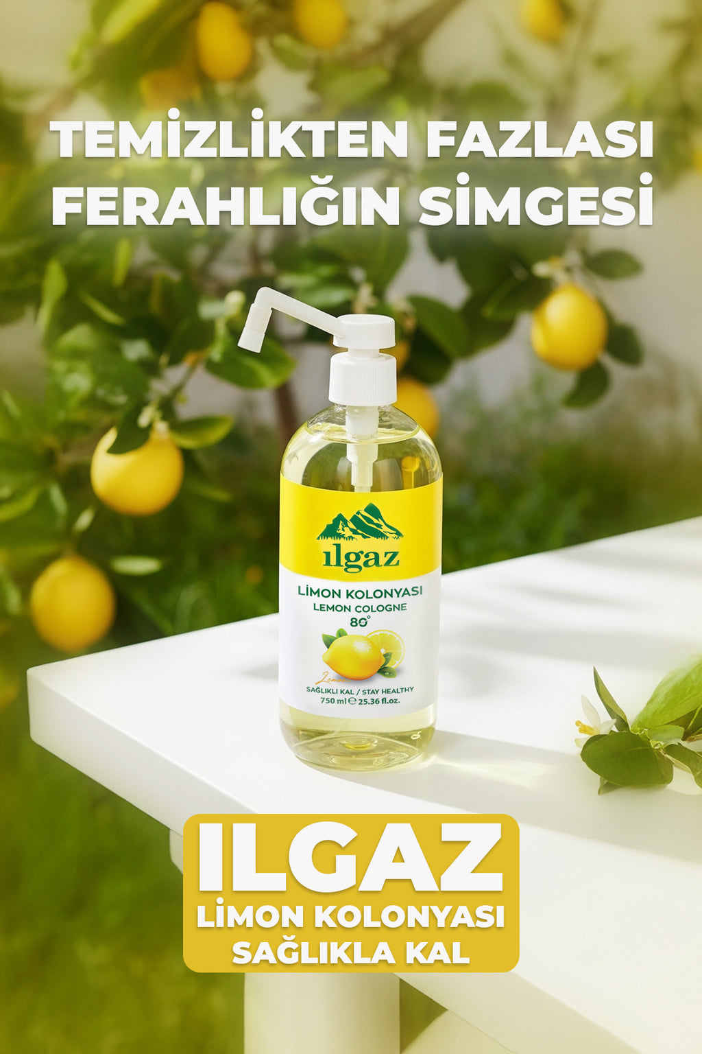 Pompalı Limon Kolonyası 80 Derece - 750 ml | Eko Boy Ferahlatıcı Etki