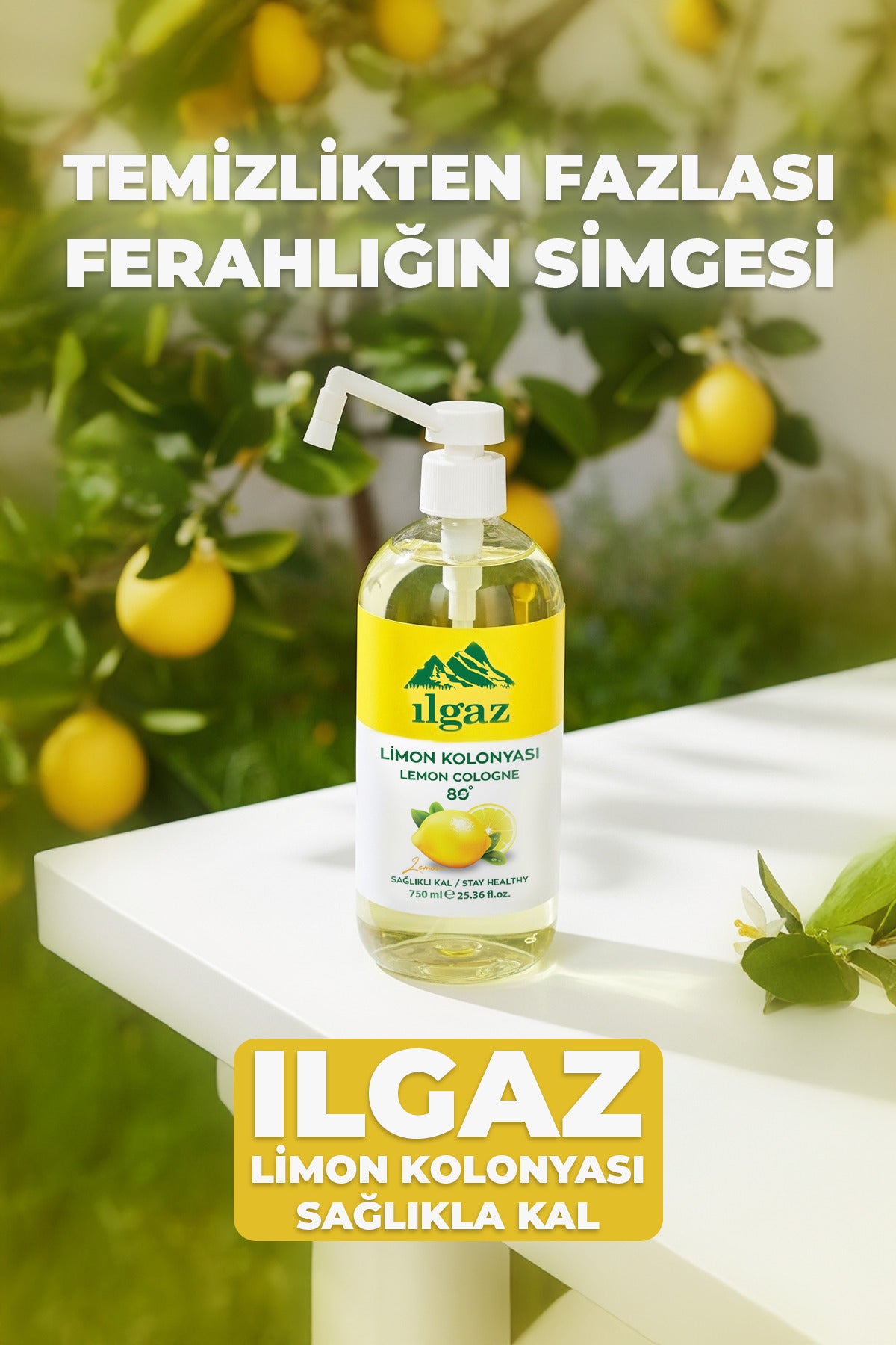 Pompalı Limon Kolonyası 80 Derece - 750 ml | Eko Boy Ferahlatıcı Etki