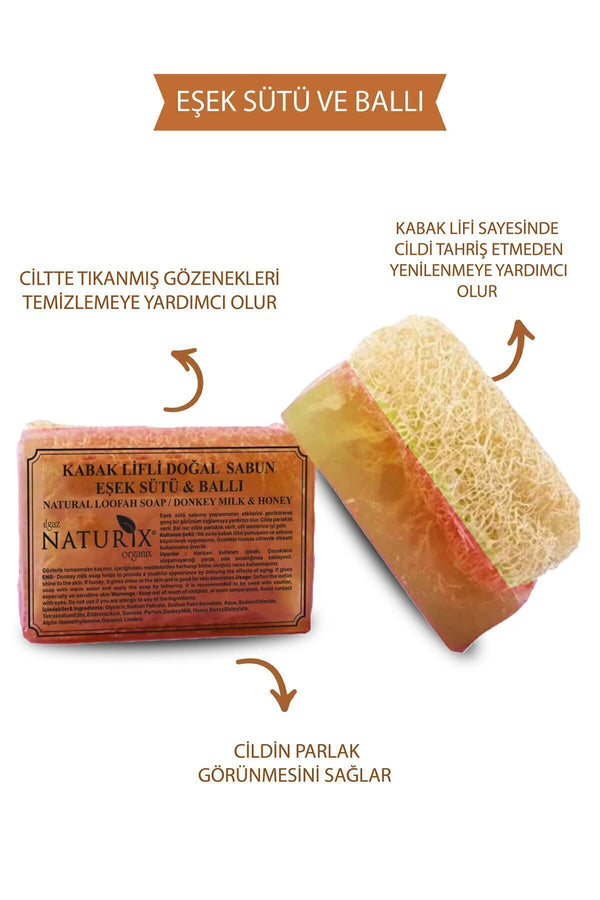 Kabak Lifli Eşek Sütü & Ballı Sabun 130 gr | Ipeksi Cilt Için Kurutucu Sabun