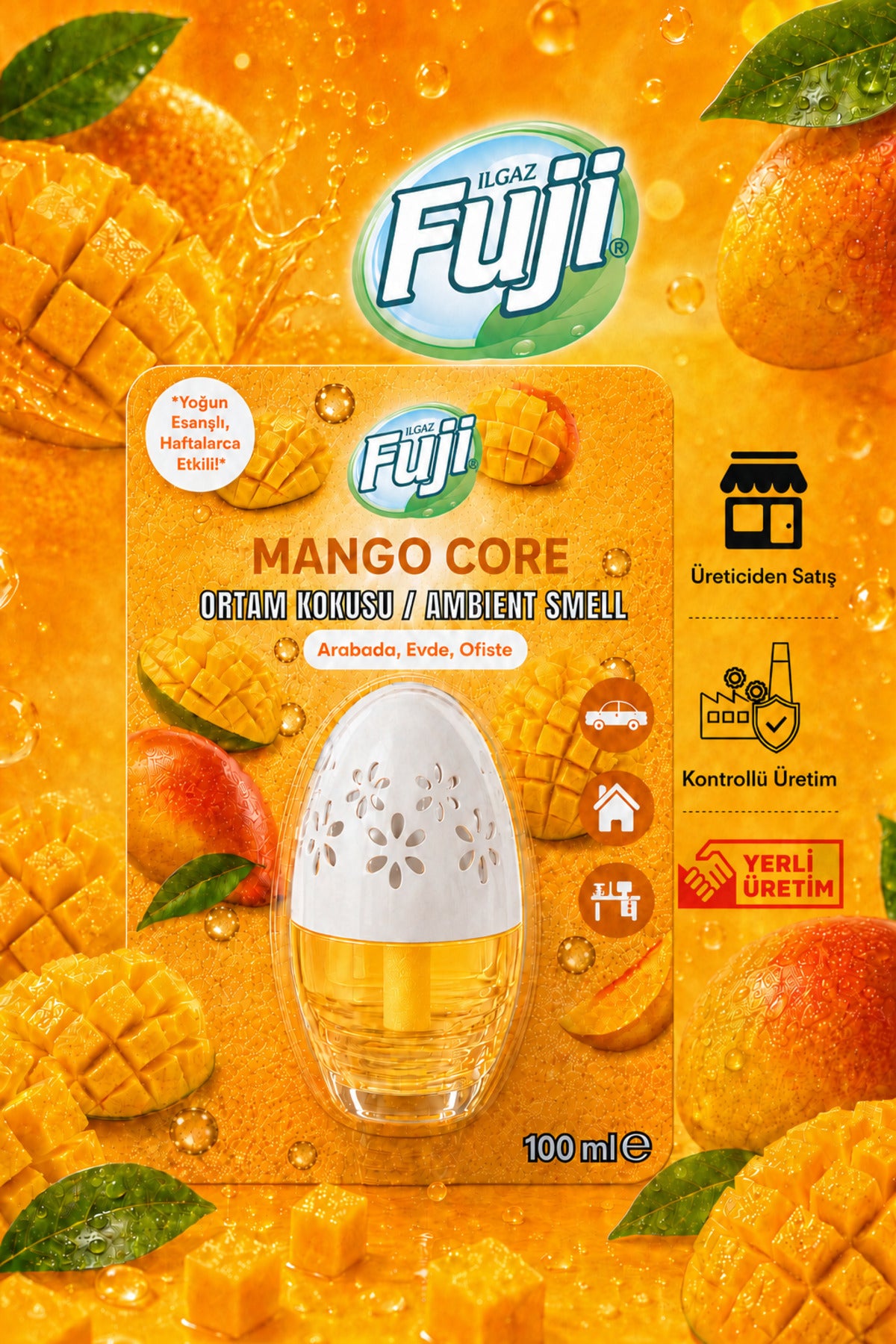 Mango Kokulu Araç, WC, Oda ve Ortam Kokusu 100 ml | Mango Core Kalıcı Kavanoz Koku