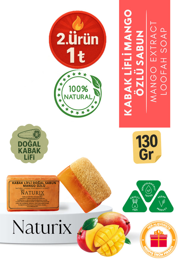 Kabak Lifli Mango Özlü Sabun 130 gr | Nemlendirici Ve C Vitaminli Peeling Etkili Sabun