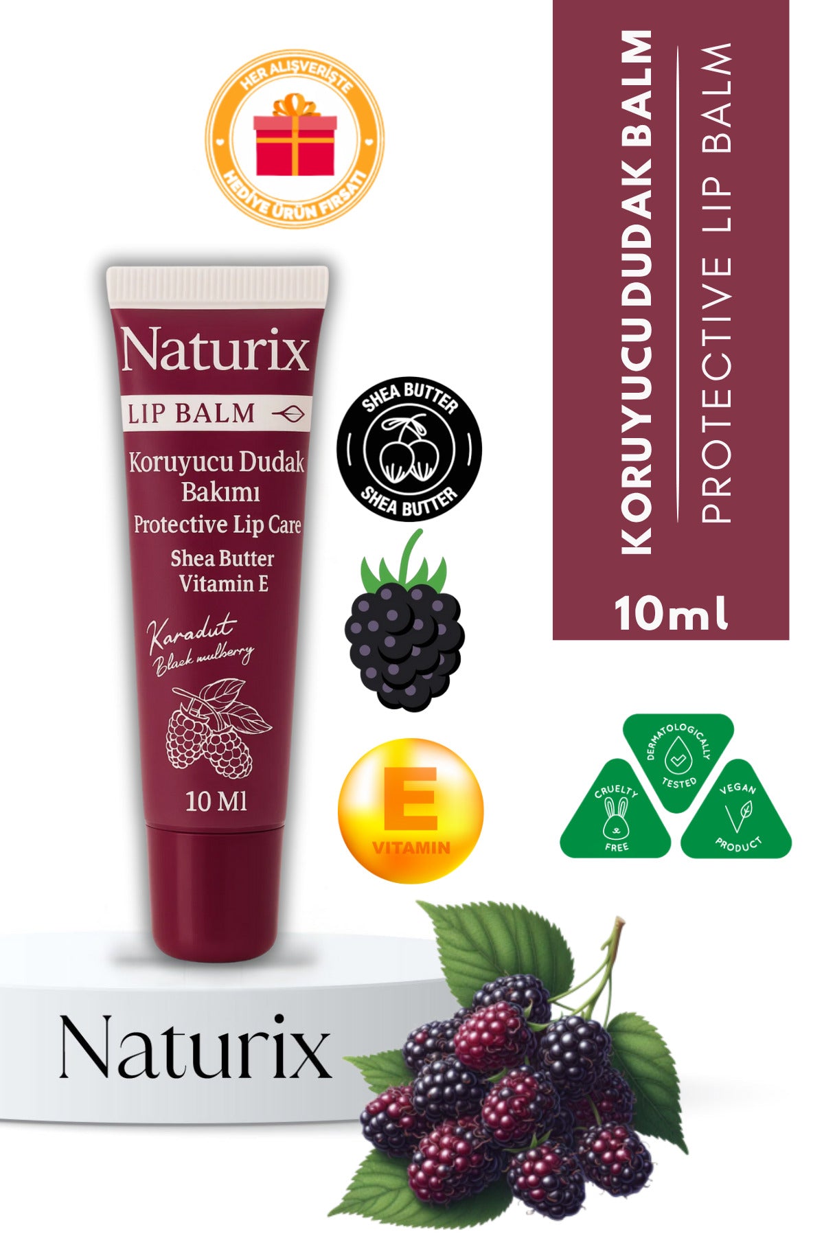 Lip Balm Koruyucu Dudak Bakımı 10 Ml | Yoğun Nemlendirici ve Besleyici Dudak Balmı
