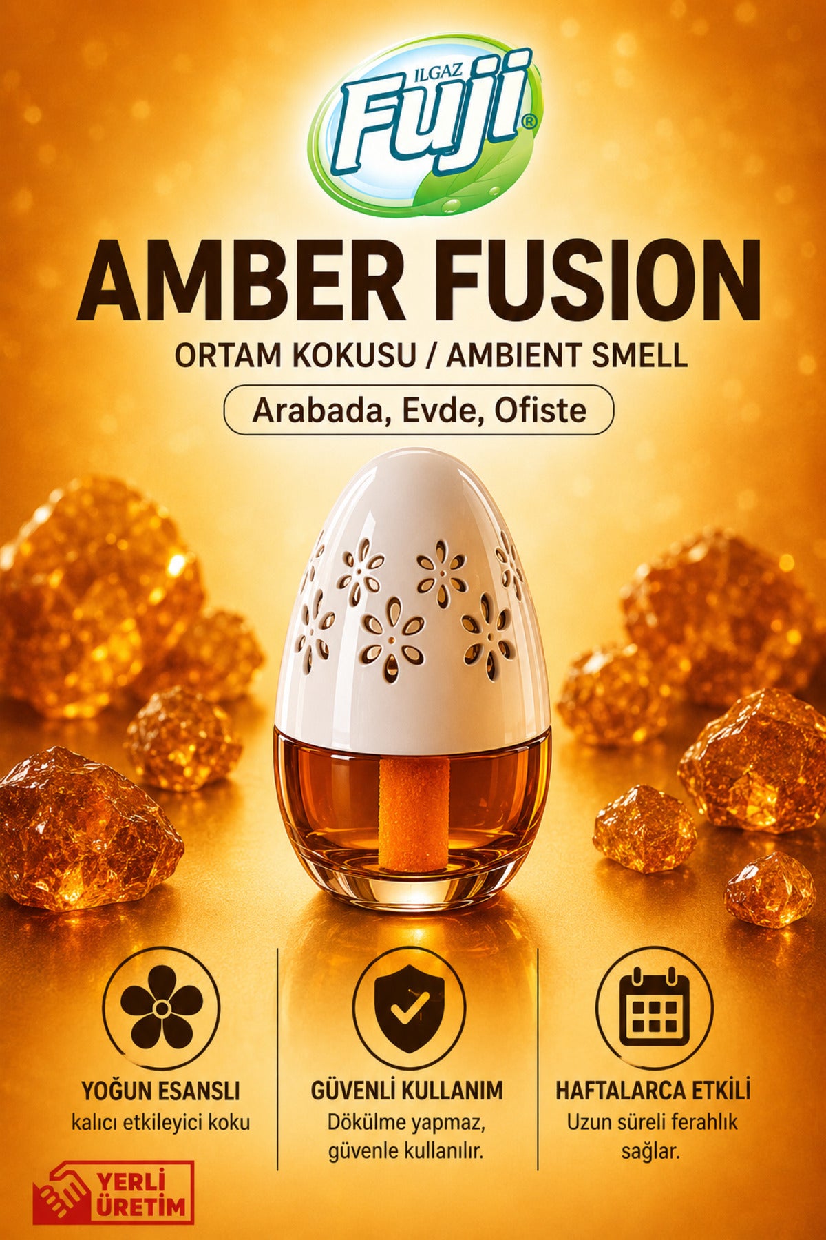 Amber Araç, WC, Oda ve Ortam Kokusu 100 ml | Amber Fusion Kalıcı Kavanoz Koku