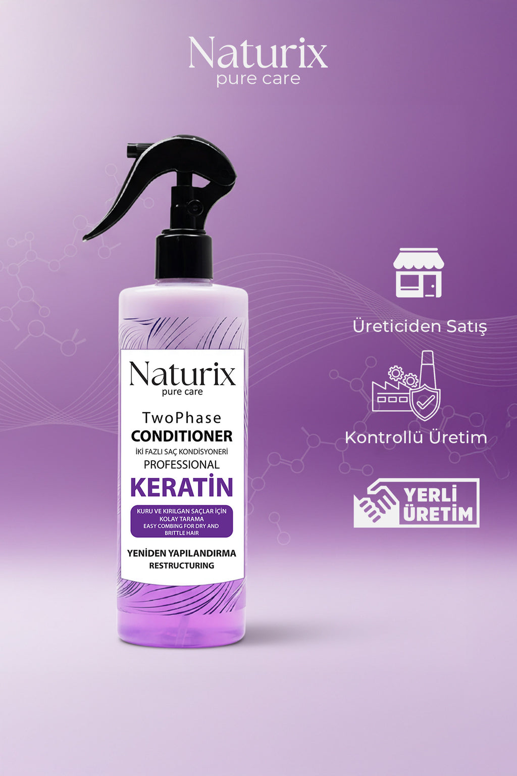 Keratin Iki Fazlı Saç Bakım Ve Fön Suyu 400ml - Yeniden Yapılandırma Ve Koruma