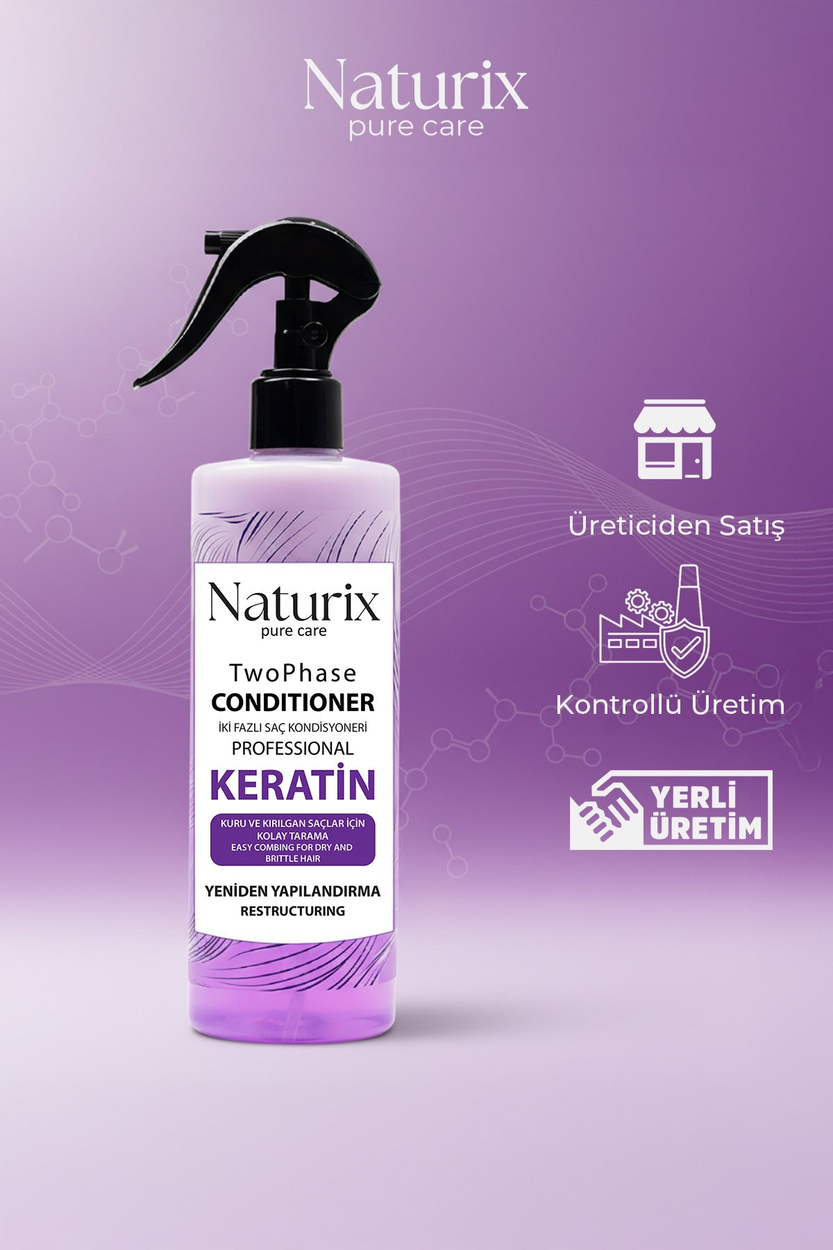 Keratin Iki Fazlı Saç Bakım Ve Fön Suyu 400ml - Yeniden Yapılandırma Ve Koruma