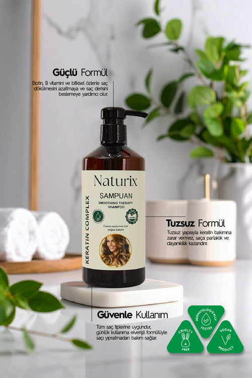 2'li Tuzsuz Keratin Şampuan 600 ml – Paraben, Fosfat Ve Tuz Içermez