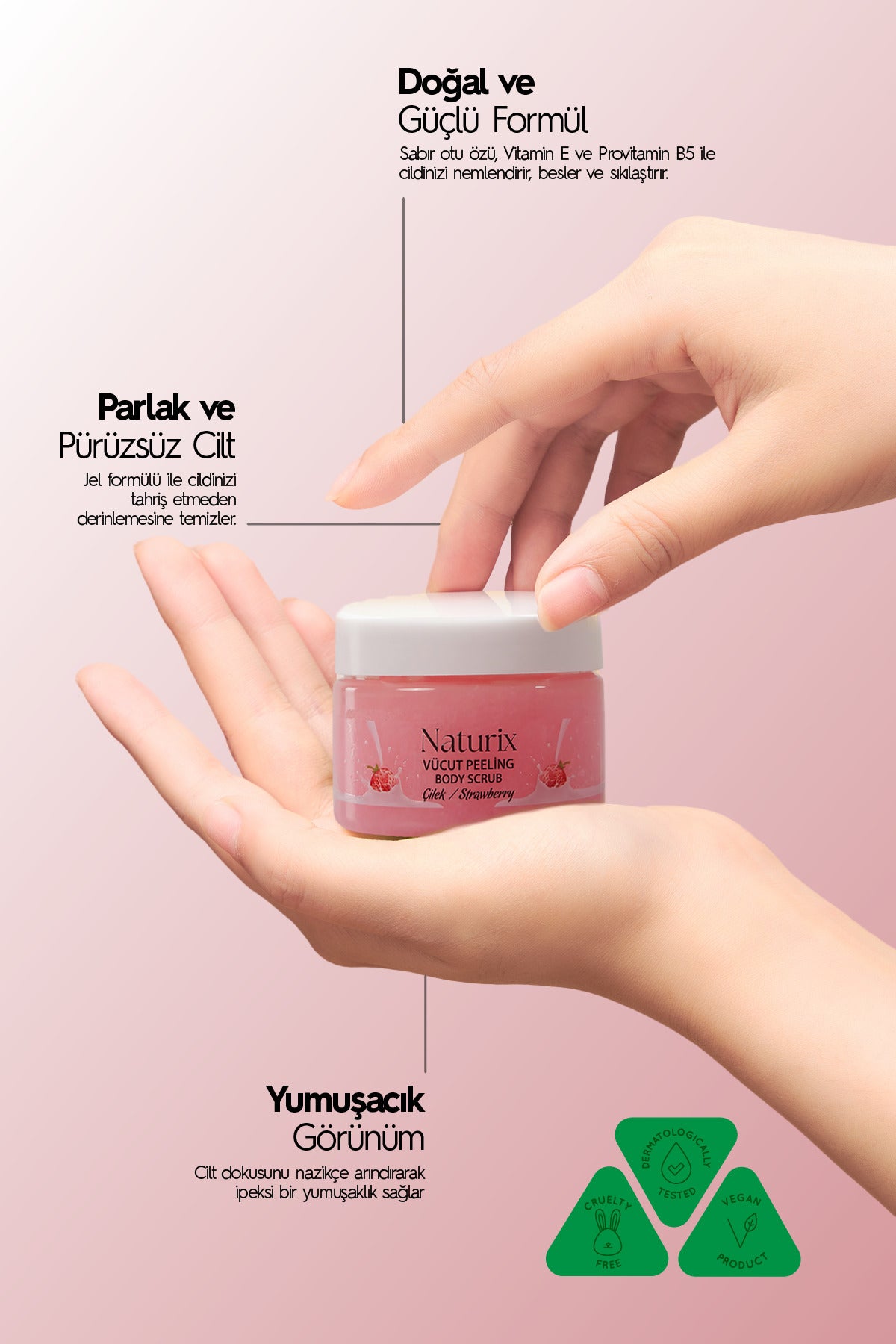 Body Scrub Çilek - Besleyici, Arındırıcı Ve Nemlendirici Vücut Peelingi 250 ml