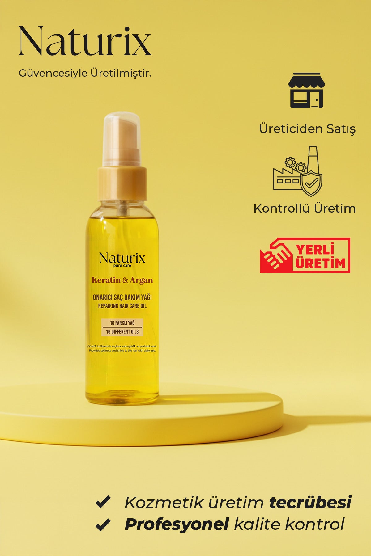 Keratin ve Argan Yağlı Onarıcı Saç Bakım Yağı 100 ml