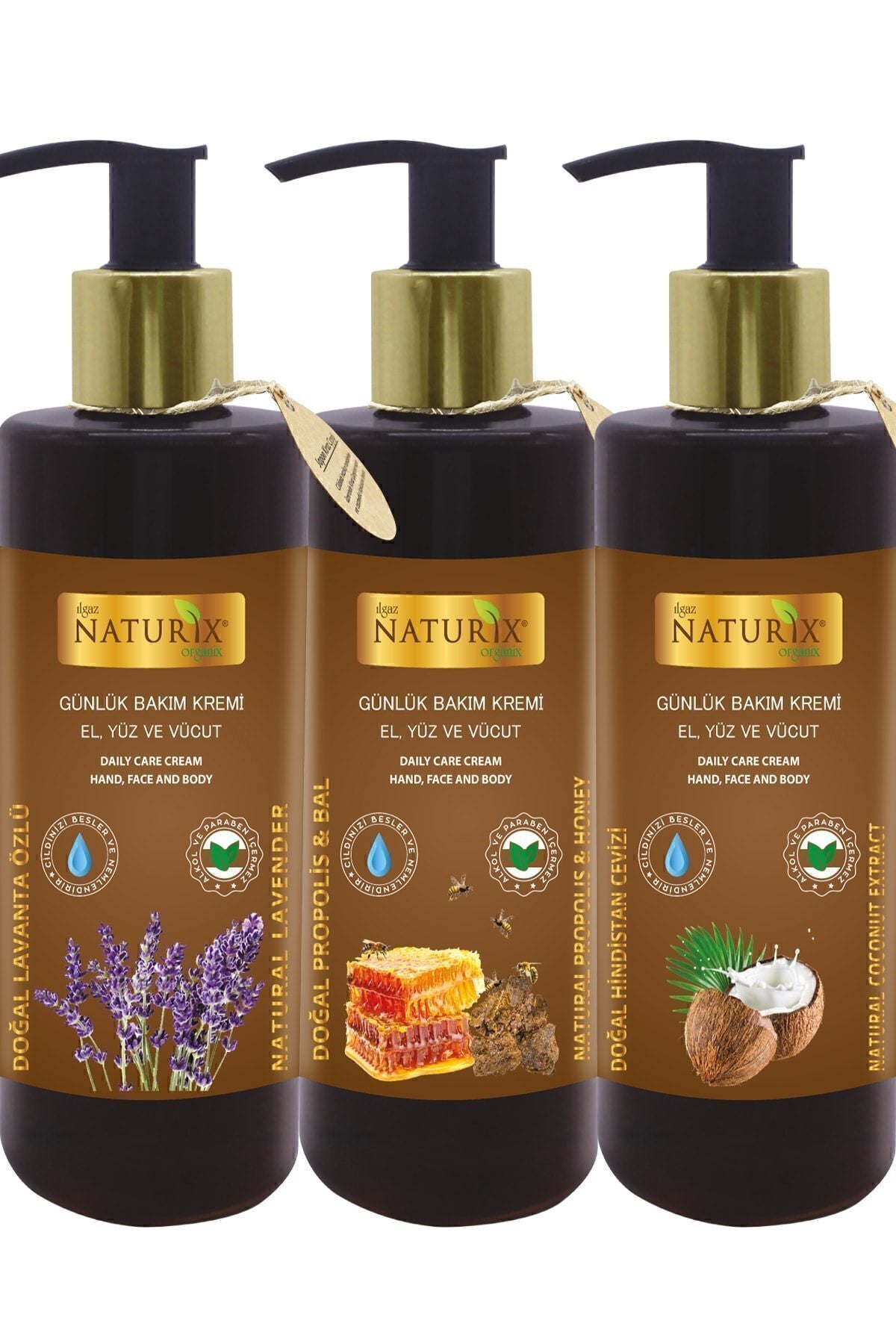 Bal & Propolis Lavanta Hindistan Cevizi Özlü El, Yüz Ve Vücut Bakım Kremi 250 ml | 3'lü Set