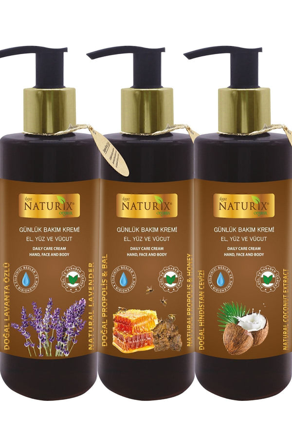 Bal & Propolis Lavanta Hindistan Cevizi Özlü El, Yüz Ve Vücut Bakım Kremi 250 ml | 3'lü Set