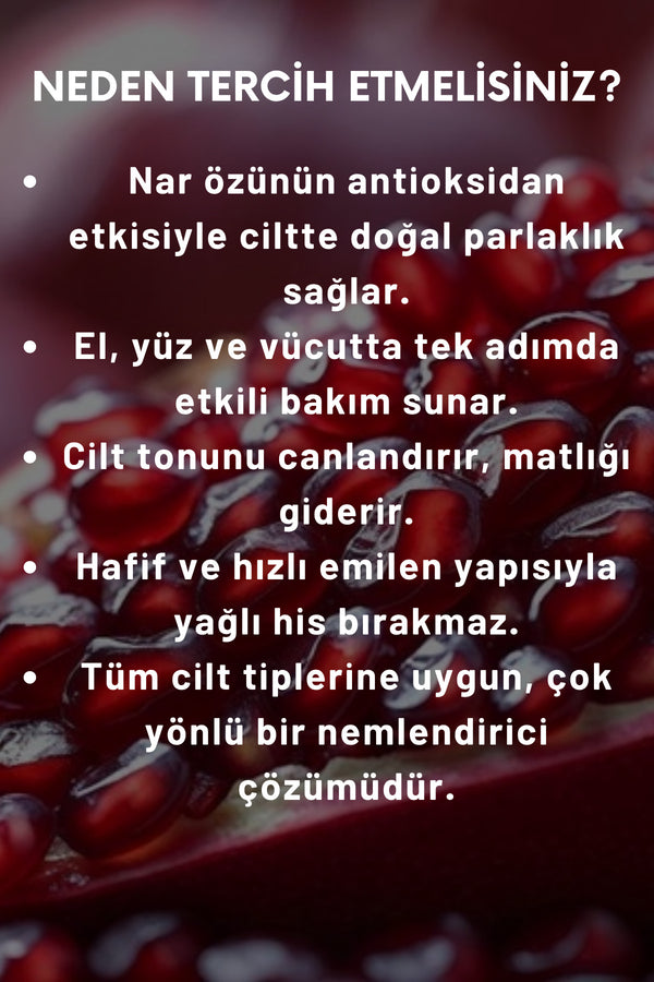 Nar Özlü El, Yüz Ve Vücut Bakım Kremi 250 ml | Nemlendirici Ve Onarıcı Vücut Losyonu