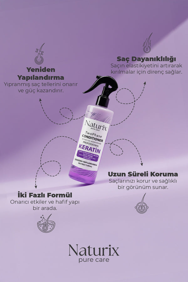 Keratin Iki Fazlı Saç Bakım Ve Fön Suyu 400ml - Yeniden Yapılandırma Ve Koruma