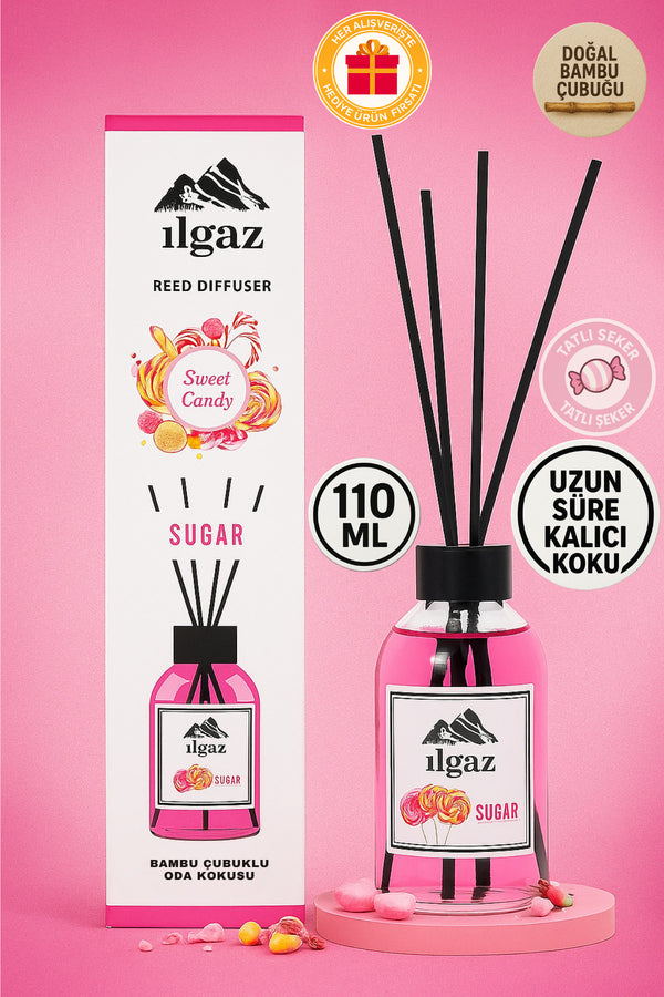 Sweet Candy Bambu Çubuklu Oda Kokusu 110 ml | Red Diffuser Sugar Ortam Kokusu
