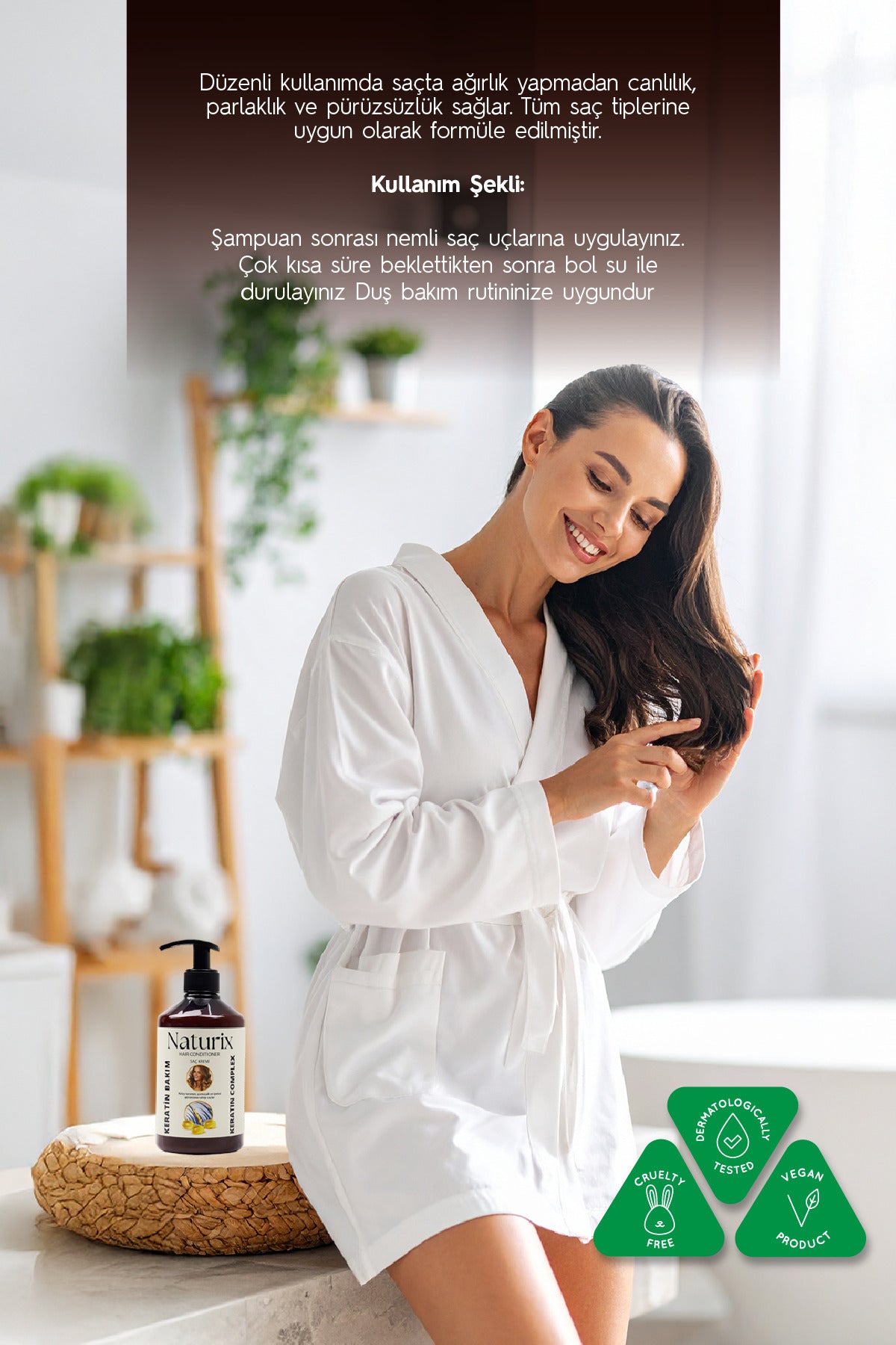 Tuzsuz Keratin Saç Kremi 500 Ml Yıpranmış Saçlara Bitkisel Keratin Bakım Saç Kremi Paraben Içermez